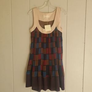 Areve Womens Size Small Pleated Dress Sleeveless Lined Colorful NWT